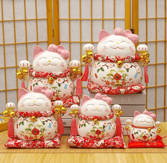 Mèo thần tài hoa anh đào 19cm ( lớn )
