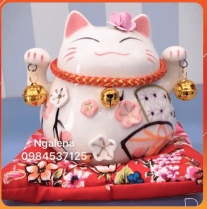 Mèo thần tài hoa bốn mùa 12cm